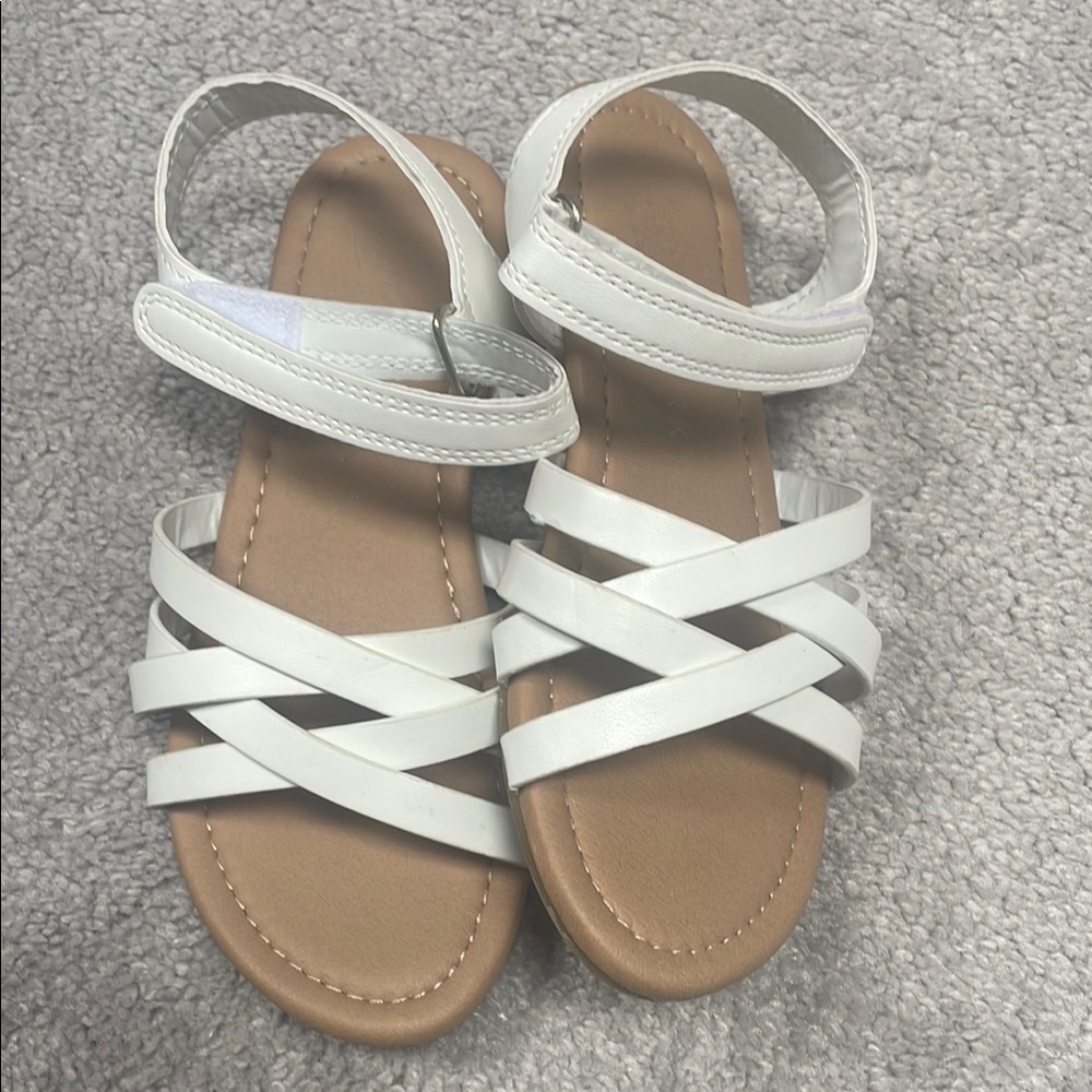 Girls Size 1 White Strappy Sandals